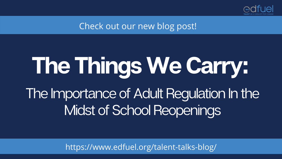 EdFuelOrg's tweet photo. New blog post! “The Things We Carry: The Importance of Adult Regulation In the Midst of School Reopenings” - learn about the importance of staff recognizing their own trauma responses so that they can build safe environments for students. https://t.co/ACJEhEDDHt https://t.co/eEja1gkSRg