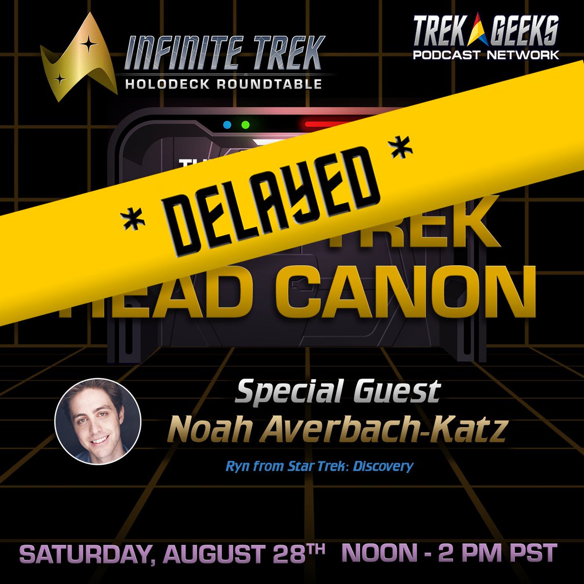 InfiniteTrek's tweet photo. Sorry for the short notice everyone but we have 2 panelists who are ill and we're going to have to delay the show! Trust us no one is more bummed than we are! 

We will have a new date for you as soon as we can and hopefully @N_A_K will be able to join us then! 🖖 https://t.co/5ALQy9jiVH