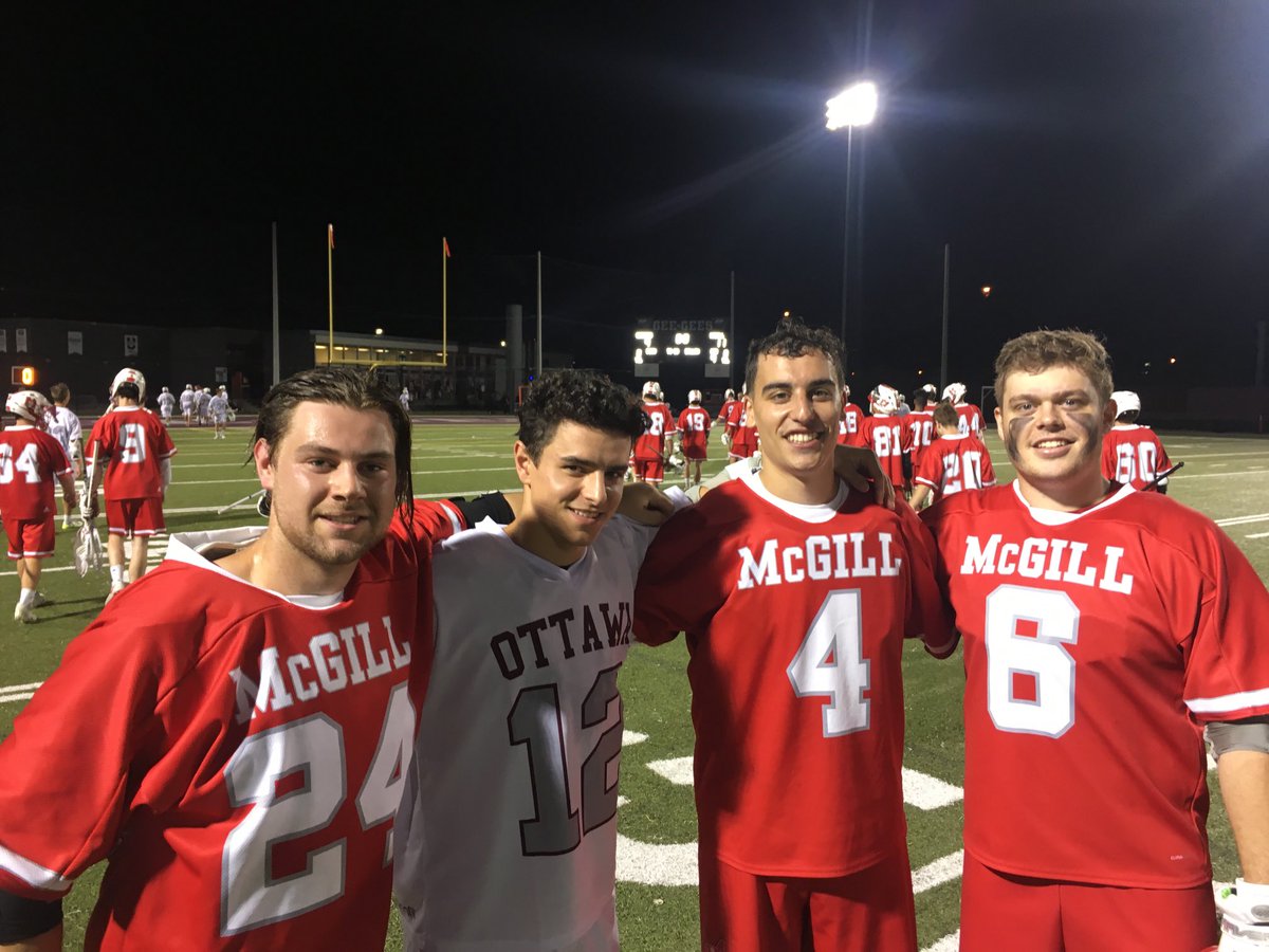 Sept 21, 2019. McGill’s Evan Reynolds, Dave Pellecione &amp; Stu Johnston … post-game sportsmanship photo-opp  Gee-Gees’ Lees Field vs Ottawa ⁦<a href="/uottawalacrosse/">uOttawa Men's Lacrosse</a>⁩ ⁦<a href="/McGillLacrosse/">McGill Redbirds Lacrosse</a>⁩ …