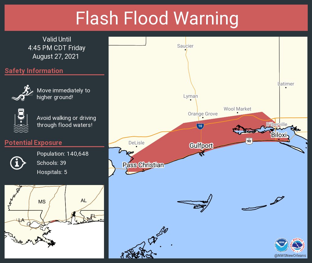 Flash Flood Warning including Gulfport MS, Biloxi MS, Long Beach MS until 4:45 PM CDT