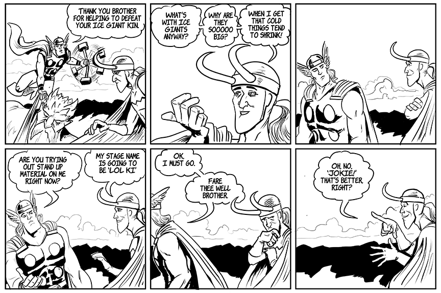 bryankellydraws's tweet photo. Look who's working on his stand-up routine, low key.
#comic #cartoon #loki #thor #lowkey #standuproutine #jokie #lolki #bryankellydraws #webcomic #marvelcomics #parody https://t.co/QCejOs8z3F