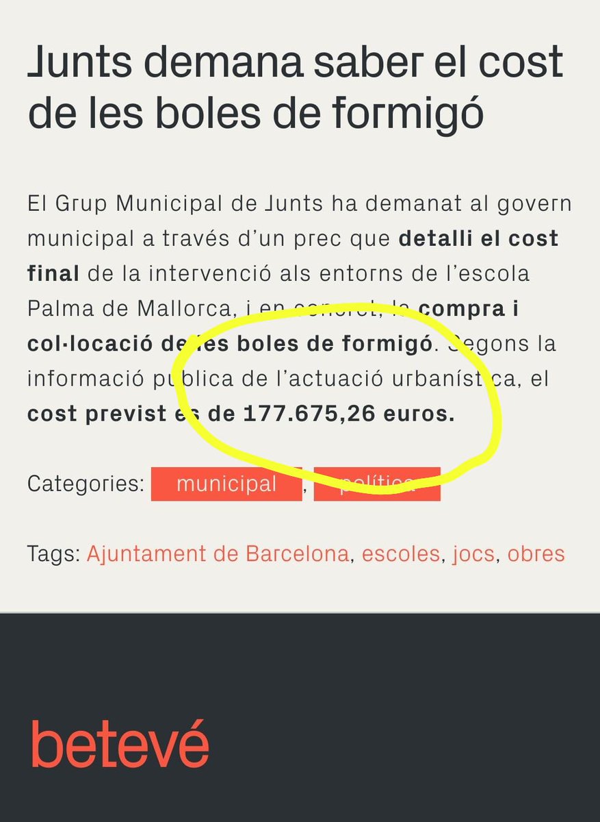 TeiximRepublica's tweet photo. Àrea les treuran per imposició veïnal. Sabeu que costa cada.bola ????
10.000 euros!!!! https://t.co/yMff53P4R4