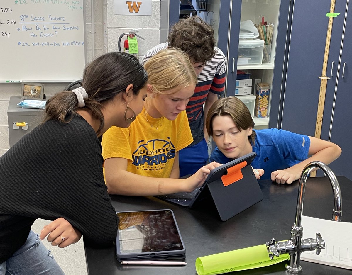 TheRealMrKula's tweet photo. Nice job using tech to collect and analyze data today during #eighthgradescience …oh, and great teamwork ! #GoWahooBlue #ExcellenceEverywhere https://t.co/t79q7D2oRa