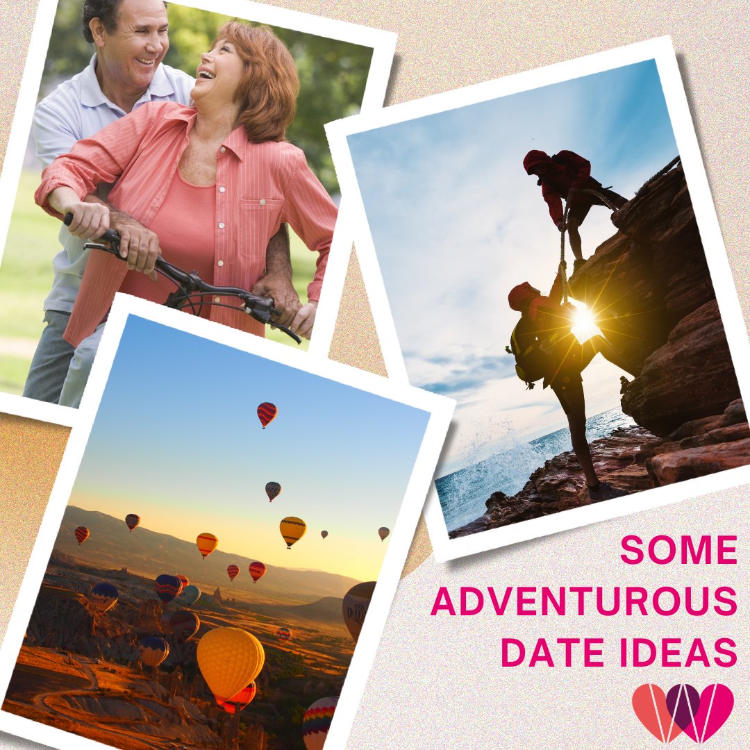 1. Go to an amusement park. 
2. Create your own romantic challenge as an adventurous date idea. 
3. Explore a random point on a map. 
4. Go sand duning. 
5. Play a sport together. 
6. Learn something new together.