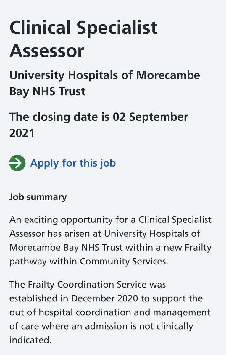 The Frailty Hub are recruiting! Come and join our forward thinking, dynamic fast moving team😄 <a href="/UHMBT/">MorecambeBayNHSTrust</a> <a href="/AlisonSuart/">Alison Suart</a> <a href="/LauraWo69765244/">Laura Wong</a> <a href="/mcbrideanna81/">Anna McBride</a>