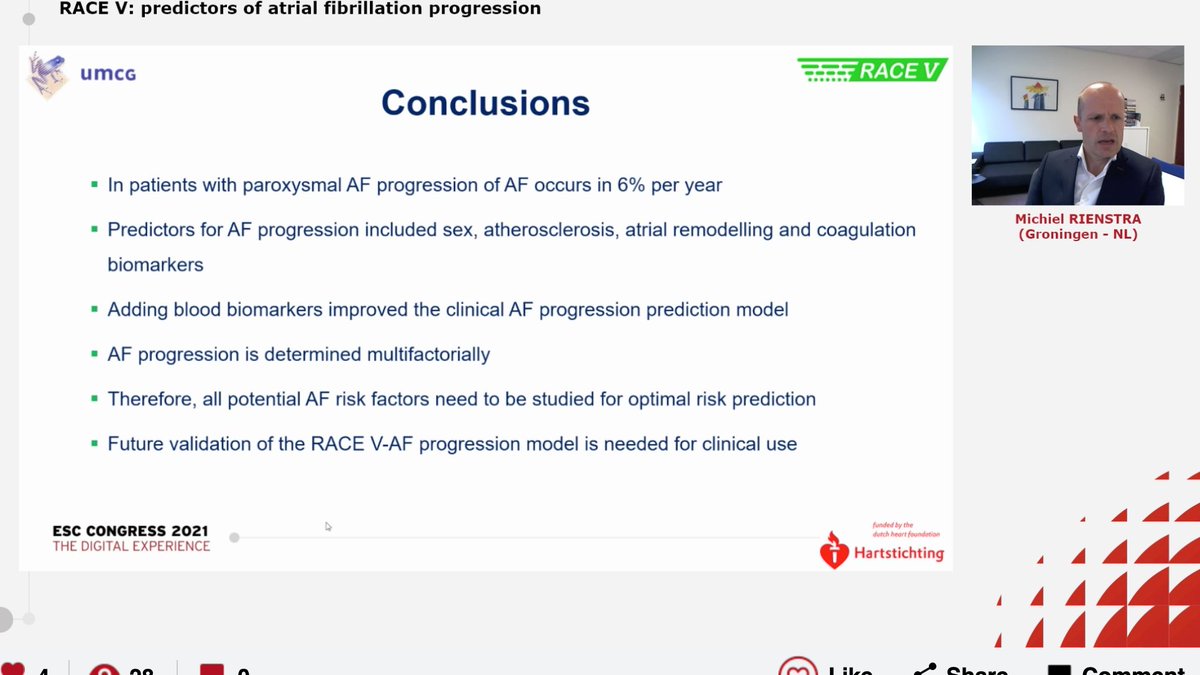 Dominik Linz (@dominik_linz) on Twitter photo Results from RACE 5
Predictors for #AF progression in pts with self-terminating paroxysmal #Afib
- Annual progression rate is ca 6%
- C-statistic 0.850
- incl. clinical parameter, coagulation & Olink biomarkers
cyim.page.link/qodP
#ESCCongress <a href="/escardio/">European Society of Cardiology</a> <a href="/CardiologyUmcg/">UMCG Cardiology Research Institute</a> Results from RACE 5
Predictors for #AF progression in pts with self-terminating paroxysmal #Afib
- Annual progression rate is ca 6%
- C-statistic 0.850
- incl. clinical parameter, coagulation & Olink biomarkers
cyim.page.link/qodP
#ESCCongress <a href="/escardio/">European Society of Cardiology</a> <a href="/CardiologyUmcg/">UMCG Cardiology Research Institute</a>