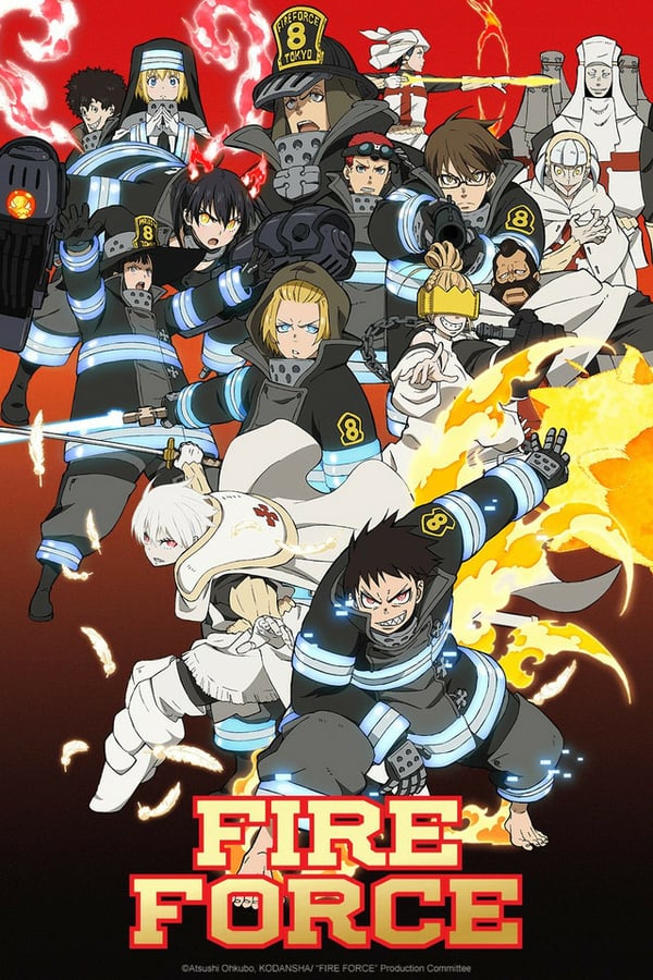 Personagens de Fire Force e Soul Eater em pôster colaborativo