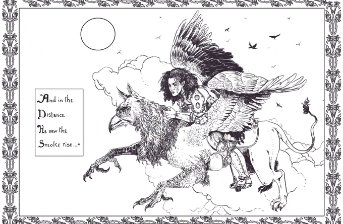 Wryin and his griffin, finished commission 