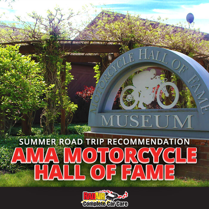 RadAirCarCare's tweet photo. If you love looking at vintage bikes like we do, we’ve got one more summer road trip recommendation. Check out the AMA Motorcycle Hall of Fame down in Pickerington, Ohio! They do a great job at showcasing the history of motorcycling. https://t.co/5jFWxtuZWU