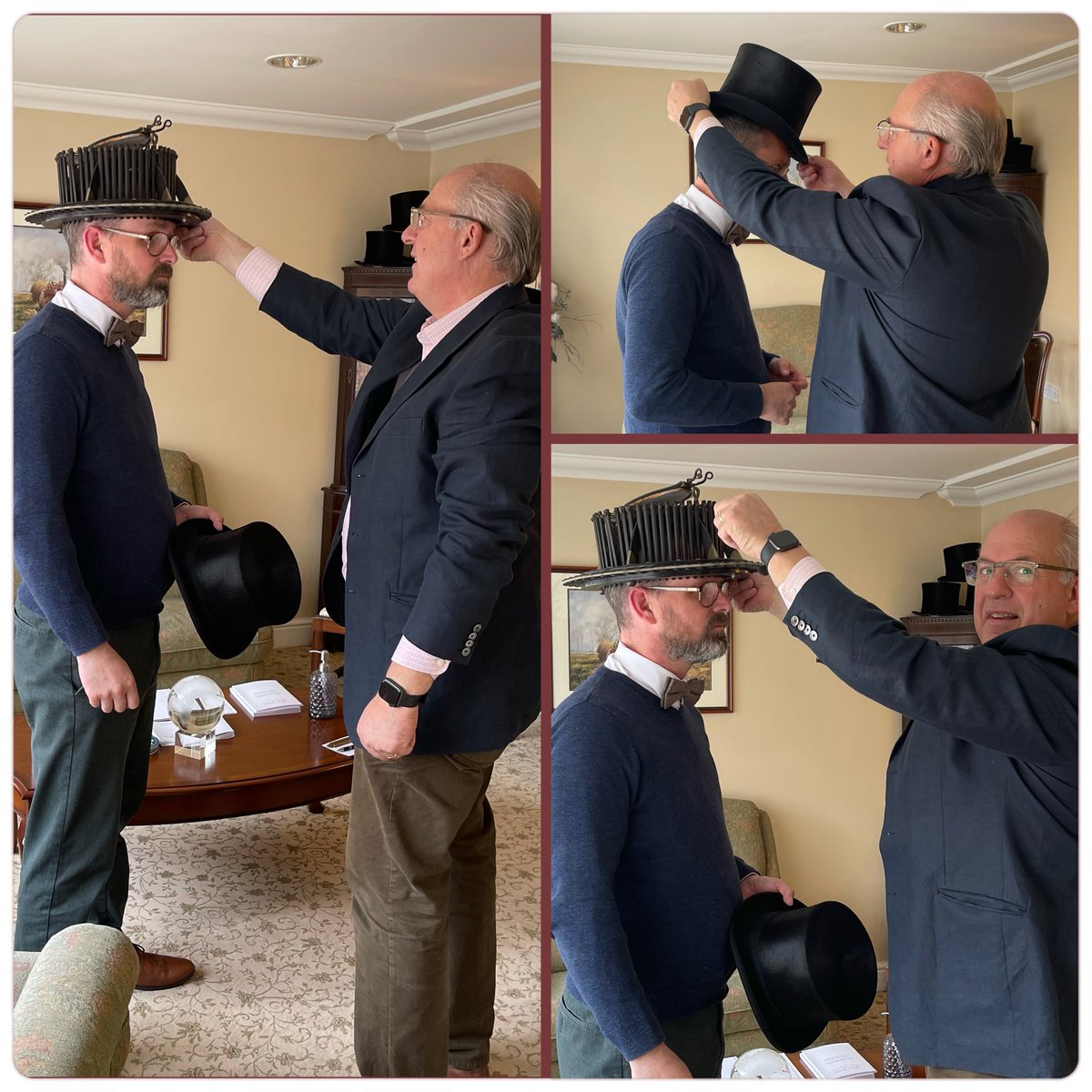 We were all very excited today to have the renowned <a href="/HonriHats/">HonriHats</a> come to visit us.

We’ve all our heads measured for brand new, bespoke Top Hats 🎩