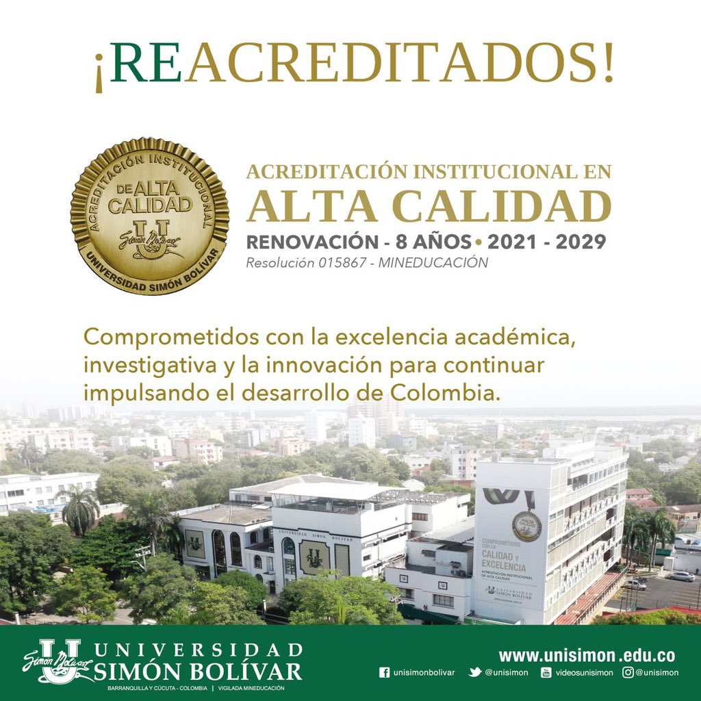 jaimepumarejo's tweet photo. Gana la ciudad con la @unisimon, segunda universidad barranquillera en recibir acreditación en alta calidad por 8 años y una de las dos del Caribe colombiano con ese mérito. Nuestra consolidación como destino para estudiar se nota. Por eso también decimos #VenViveBarranquilla. https://t.co/jPvXXjQhgU