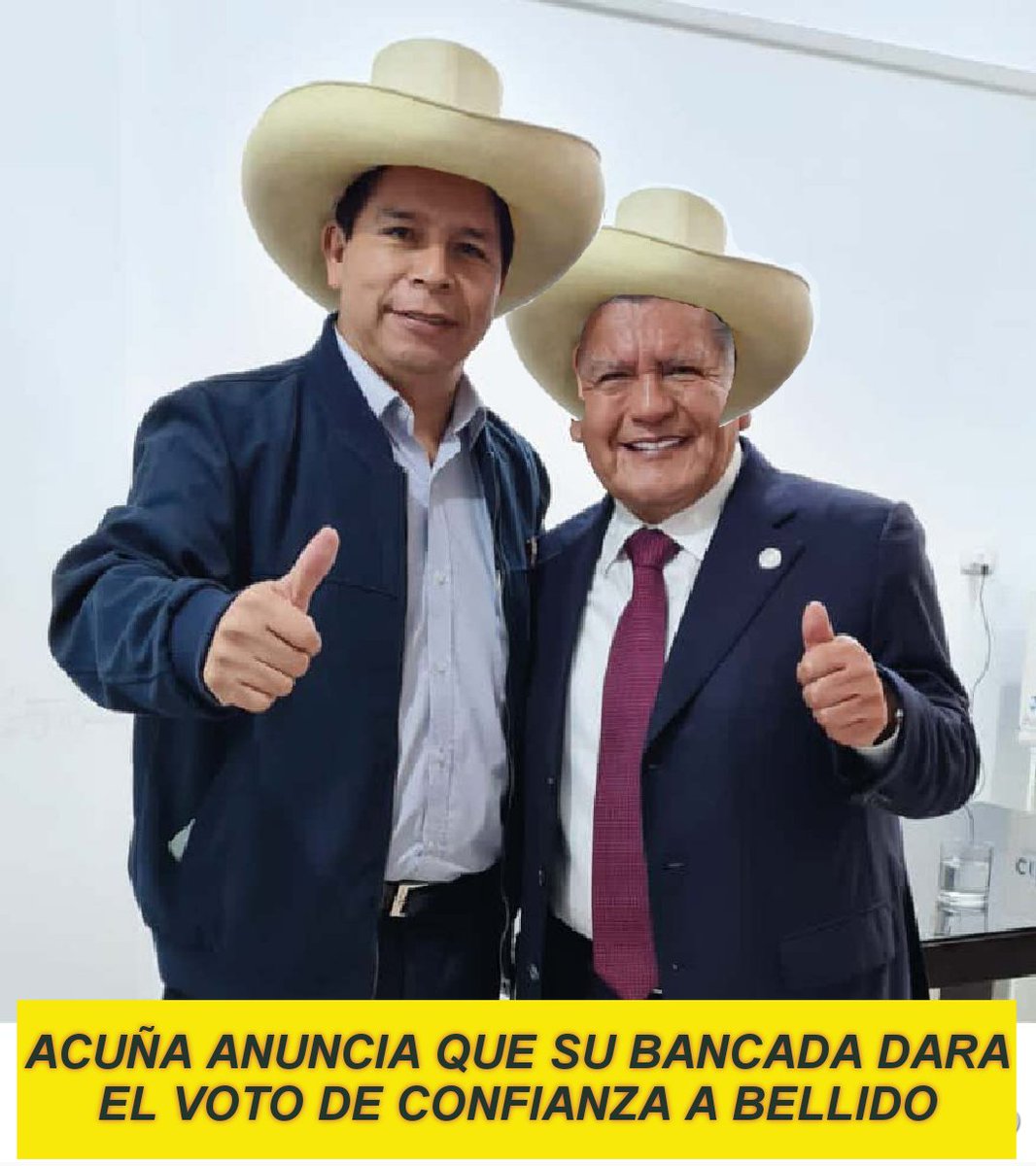 FujiNewsPeru's tweet photo. Se filtran las primeras imágenes de la reunión entre Castillo, Bellido con César Acuña previo a la votación por la Cuestión de confianza y el pronunciamiento del líder de la bancada de APP de votar a favor. https://t.co/ljrMiMrY8Z