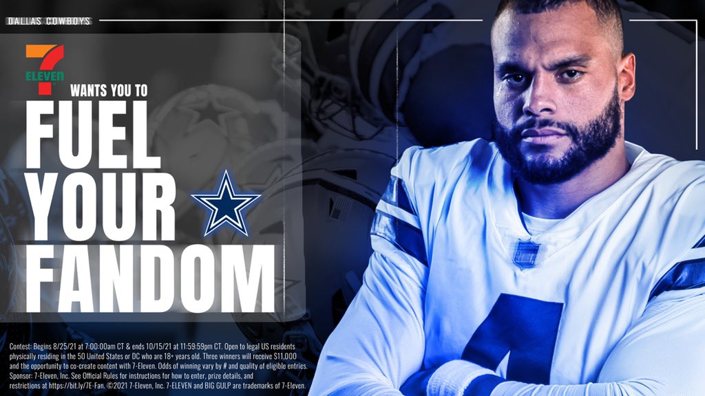 dallascowboys's tweet photo. π #CowboysNation!
@7eleven is building a roster of Superfan influencers. Show them how 7-Eleven fuels your fandom by tagging them in a photo/video on your IG, TikTok, or Twitter with #FuelYourFandomContest for a chance to get on the team & $11,000!
π https://t.co/bXJNXHN0DL https://t.co/2xIxdaluEa