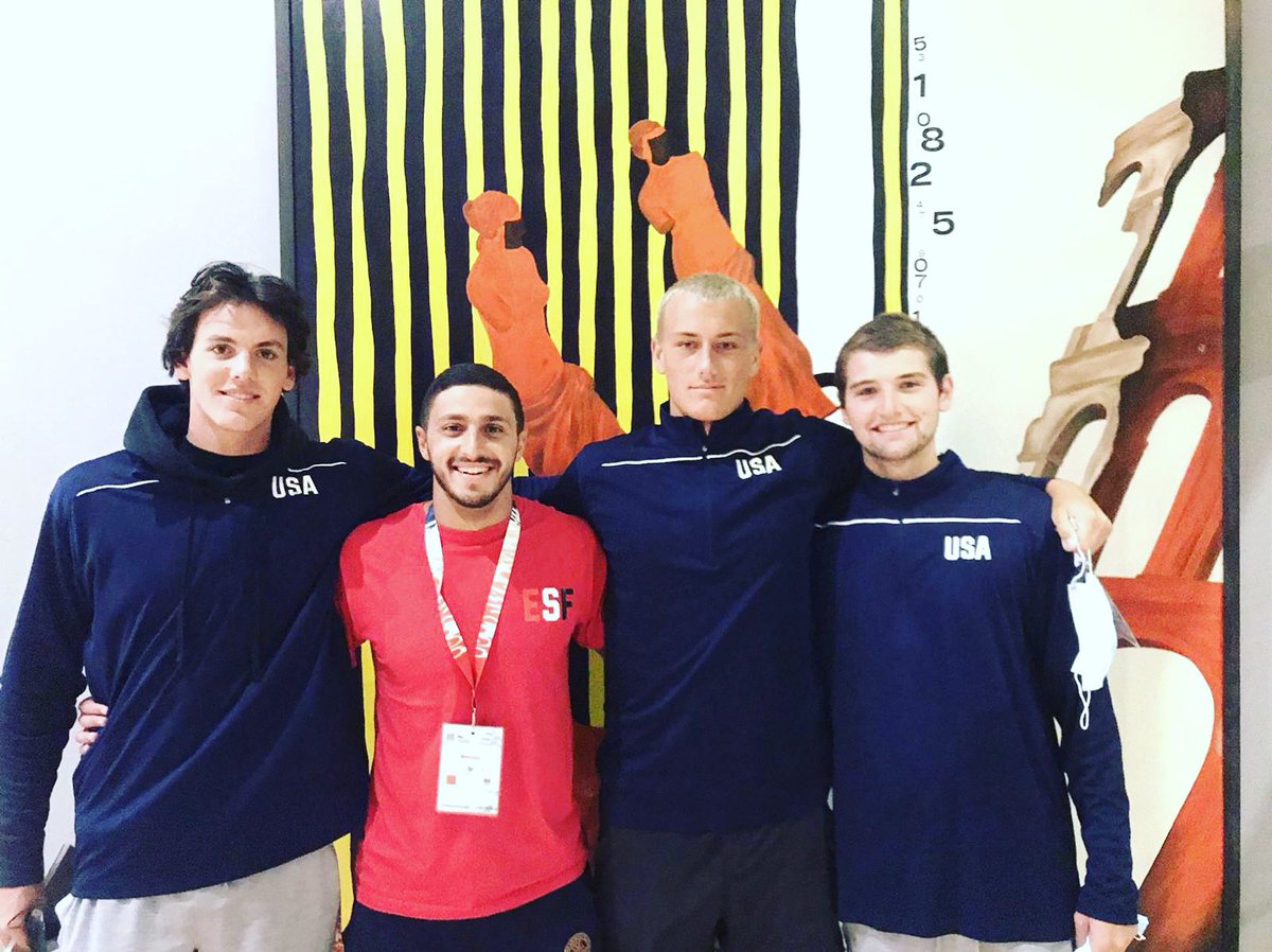 Shout out to our guys representing the Beach at the 2021 FINA Men’s Junior World Championship. 

Left to right: Zach Frazier, Abdelrahman Soliman, Evan Cain and Liam Ward. 

#GoBeach