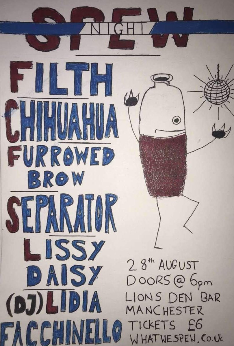 If you're from the Manchester area and fancy seeing some cool live music for £6 come down to The Lions Den to the very first SPEW night! Tickets available below:

skiddle.com/whats-on/Manch…