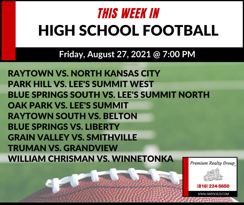 amysold1's tweet photo. 🏈 Friday night lights are BACK!
📢 Check out these great match-ups kicking off tonight.
.
.
.
#kansascityhighschoolsports #kansascityhighschoolfootball #highschoolfootball #fridaynightlights #premiumrealtygroup #kansascityevents #kansascitysportsevents https://t.co/S1fmUW15EV