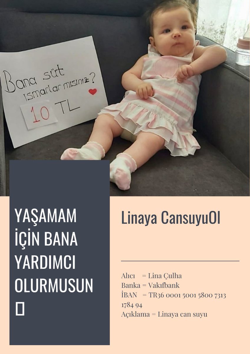 Lina’nın desreğimize ihtiyacı var,
Maddi yardım yapamıyorsak bile 
RT ile yayalım, tweet desteği verelim;
RT yapmak, tweet atmak BEDAVA..

Hayde Ablaları-Abileri!

Linaya CansuyuOl