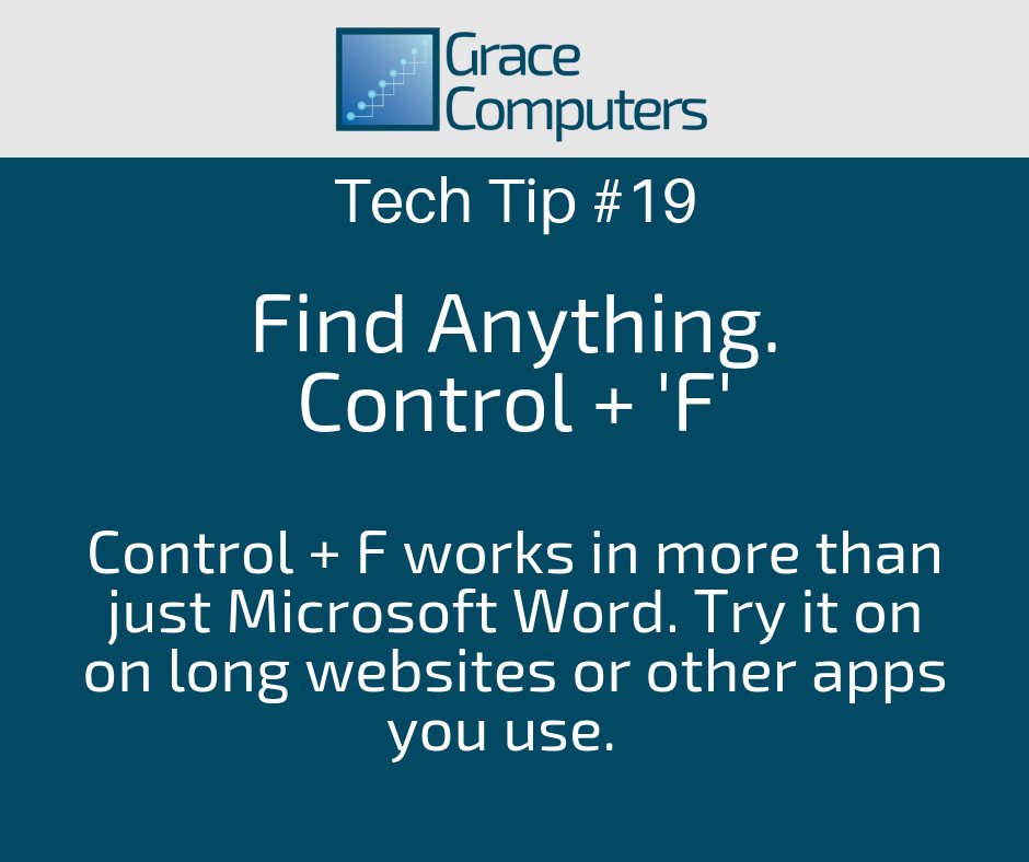GraceComputers1's tweet photo. There is someone out there who this is going to help. Control + F can find almost anything on any page or app. Try it. 
#helpdesk #techsupport #ITexperts https://t.co/msL6HaPZba