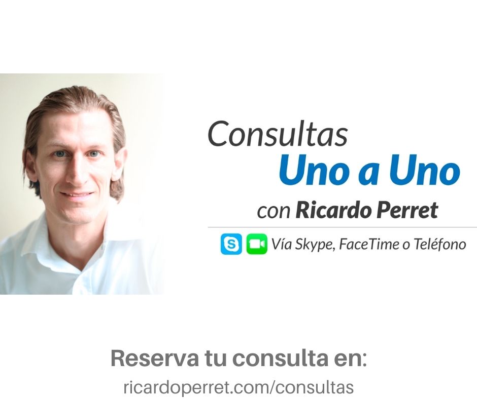 Para agendar una consulta conmigo puedes hacerlo en: 

ricardoperret.com/consultas

En estas consultas en línea te ayudo a identificar los territorios y el origen del dolor emocional en tu vida y te comparto herramientas para sanar y liberar el dolor.