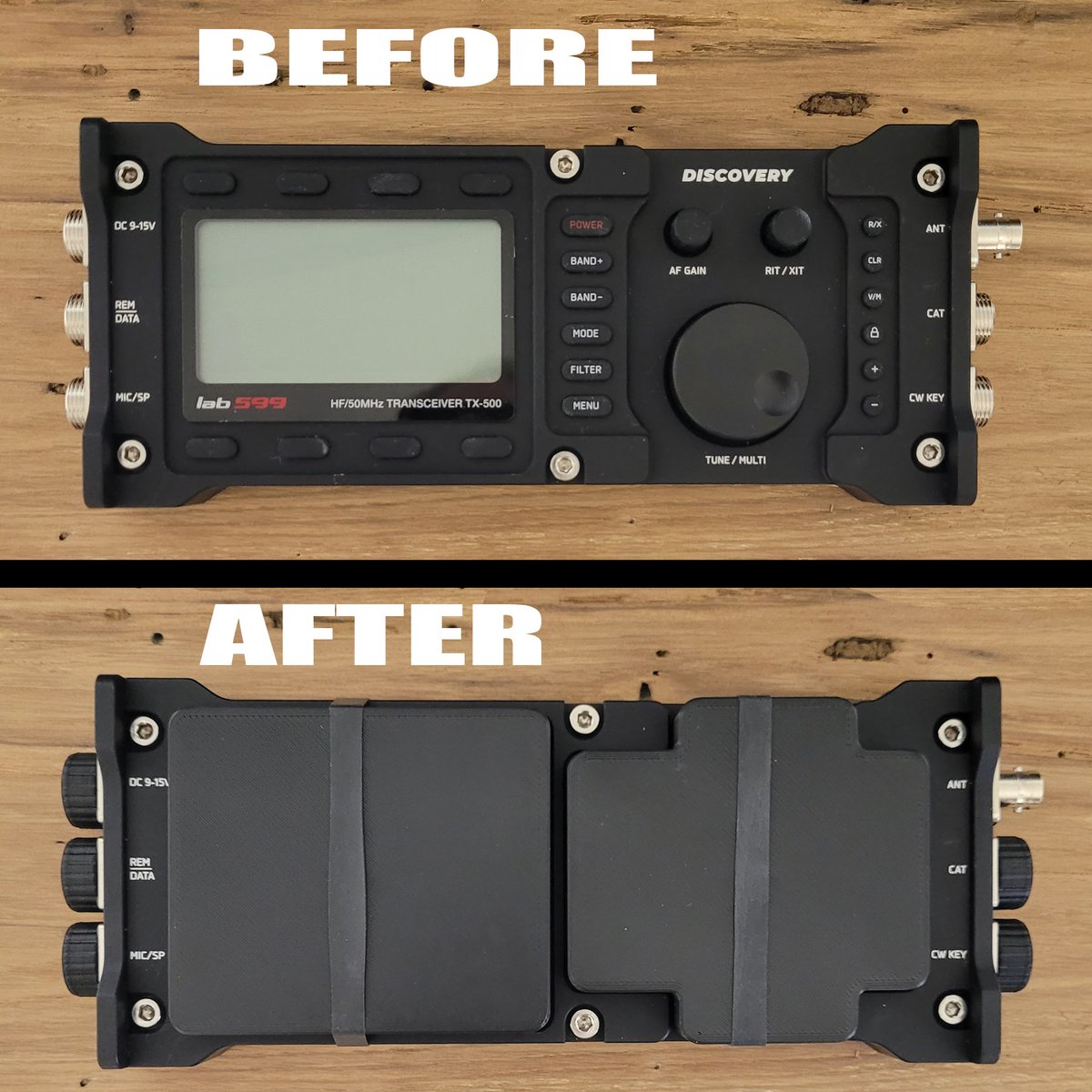 Added some extra protection to an already tough little rig. The screen and button covers along with the port covers by Brewer3dDesgn on Etsy are perfect! Added protection without unnecessary bulk or wt. #qrp #hamradio #lab599 #tx500