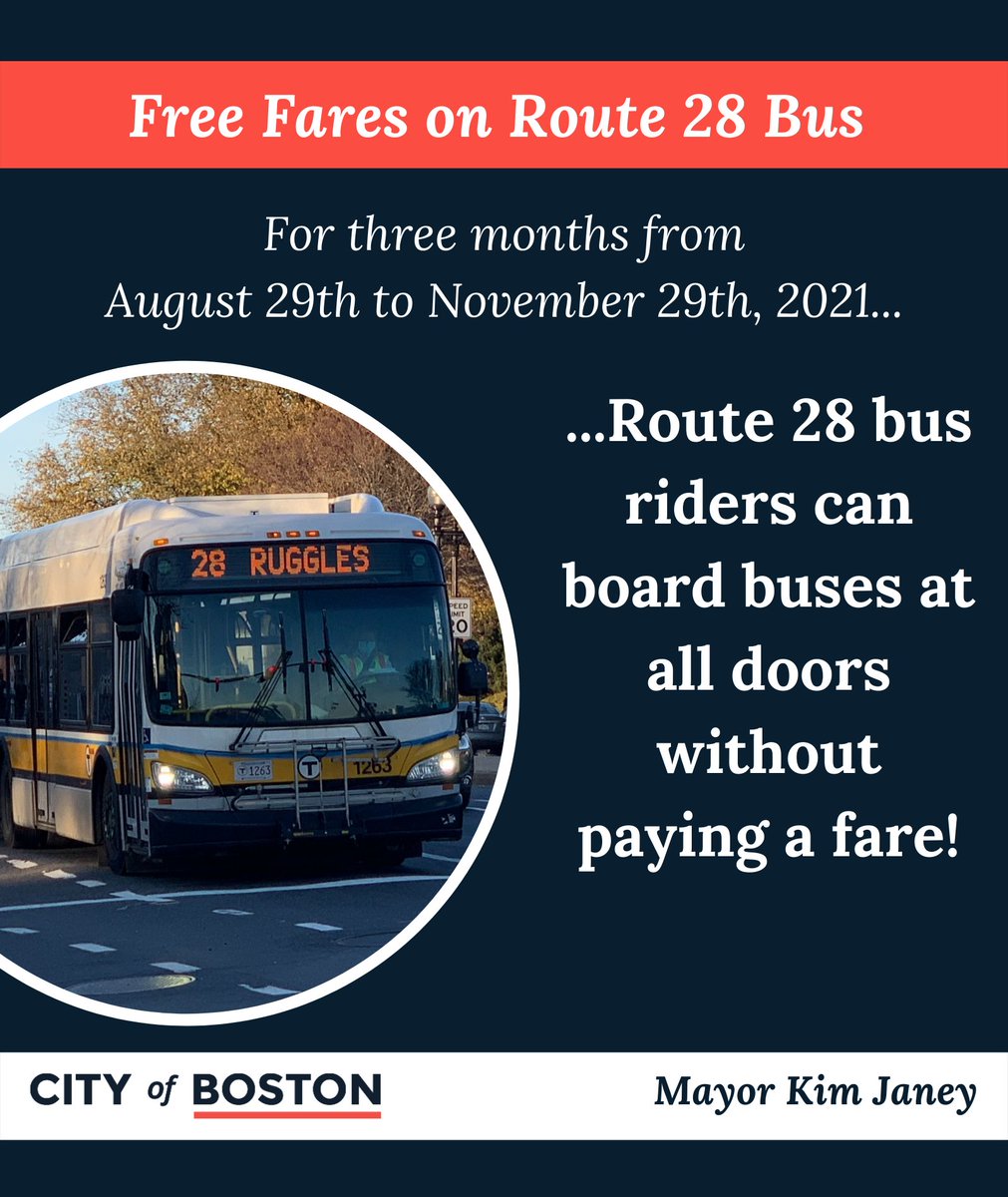 BostonPublicSchools (@bostonschools) on Twitter photo ATTN <a href="/BostonSchools/">BostonPublicSchools</a> Community: Did you know that starting on Sunday, August 29, the route 28 bus will be free for all riders? 
Learn more at bit.ly/3BmkGIP . ATTN <a href="/BostonSchools/">BostonPublicSchools</a> Community: Did you know that starting on Sunday, August 29, the route 28 bus will be free for all riders? 
Learn more at bit.ly/3BmkGIP .