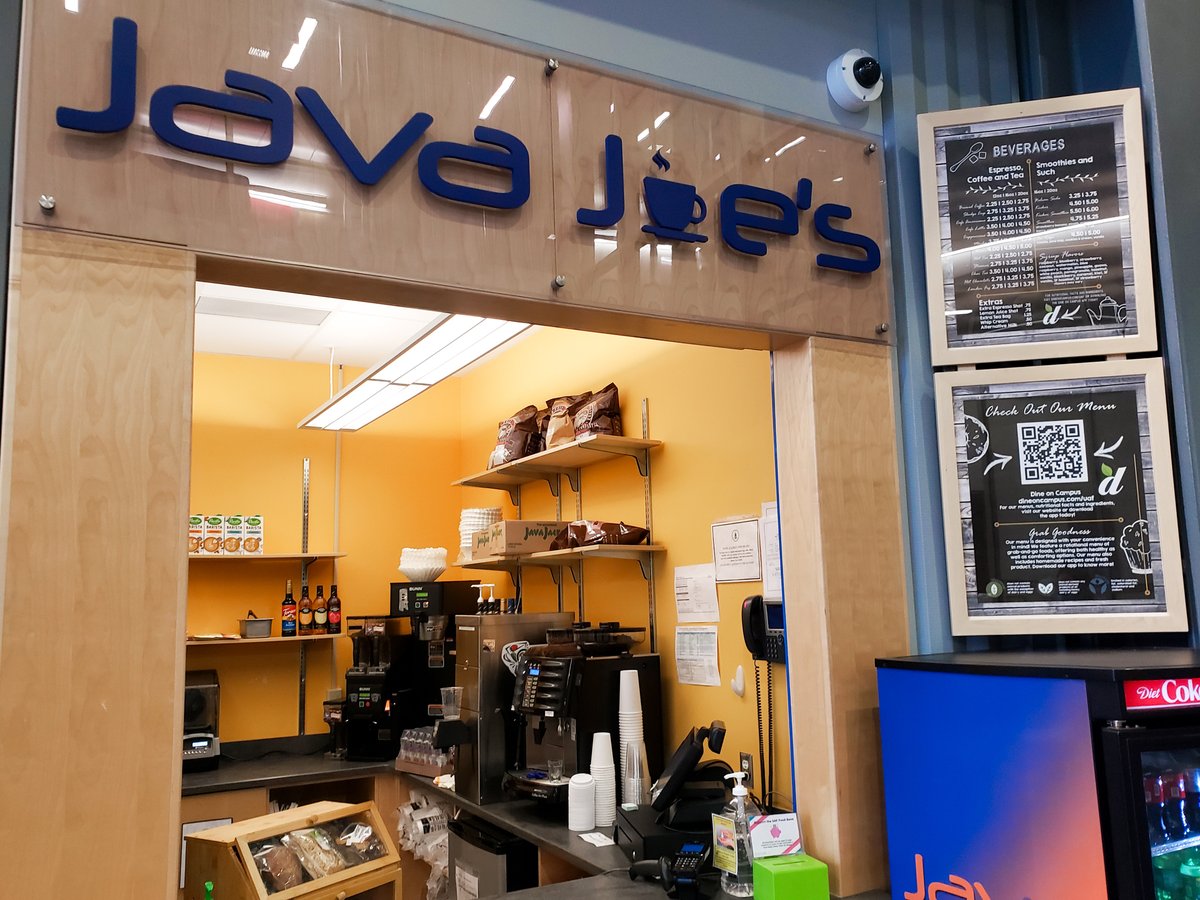 UAFChartwells's tweet image. Looking for a pick-me-up between classes? Be sure to check out Java Joe&apos;s in the Engineering Building! Now open Monday through Friday, featuring barista drinks and a wide range of to-go foods.