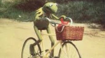 walterwhistles's tweet image. no thoughts just kermit and his bicycle