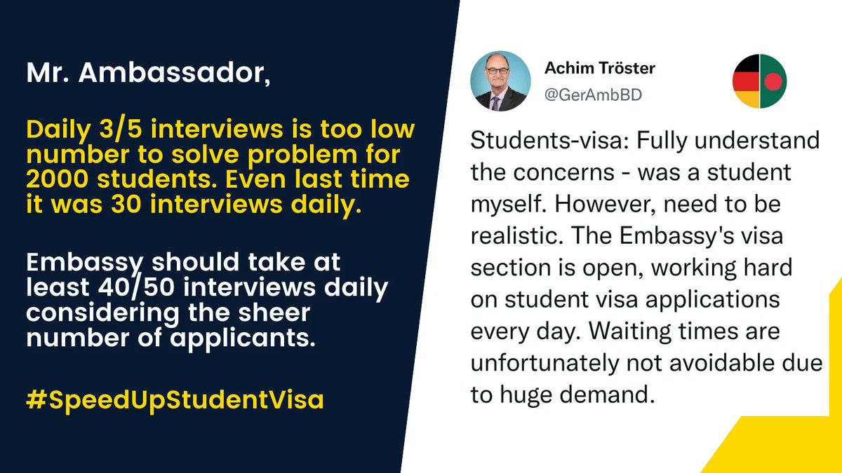MdRidom14's tweet photo. Dear @GerAmbBD,students will loss their studentship if they will not able to reach Germany within 2 months,But they don’t get any update from embassy, in this circumstances Please consider students situation. Otherwise it will ruined many lifes.#SpeedUpStudentVisa https://t.co/PAgXyGutMd