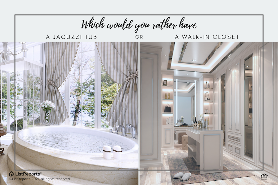 JackWhiteRE's tweet photo. Do you ever just daydream about fun home features? If you could pick between a giant jacuzzi tub or an immaculate walk-in closet which would you choose? Tell us in the comments 🤔

#thisorthat #houseexpert #house #home #homestyle #homedecor #realestate #realestateagent #realtor https://t.co/7rJxk3A85a