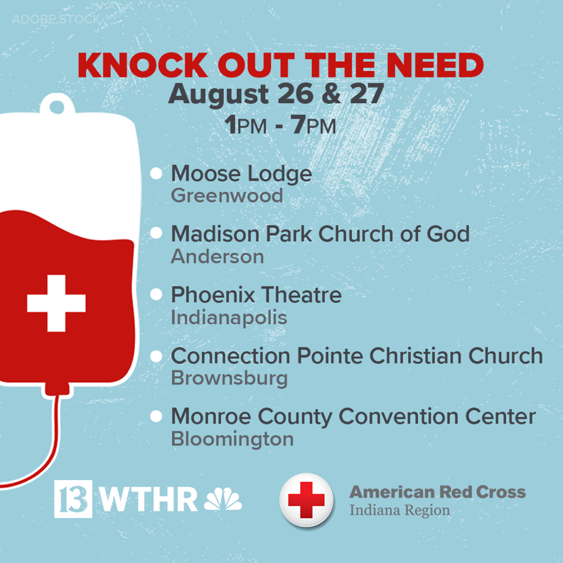 indianaRedCross's tweet photo. We have some great volunteers waiting to welcome you to the #KnockOutTheNeed Blood Drives happening across central Indiana. Walk-ins are welcome! You can donate until 7 p.m. - Locations are listed below. https://t.co/TfOaSEmliG