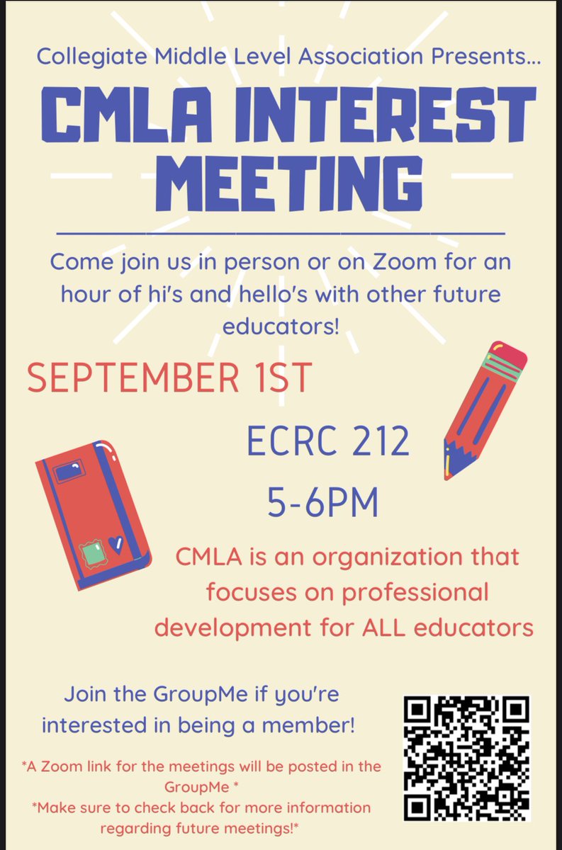 Welcome back, Jacks! We are so excited for our first interest meeting on Wednesday at 5:00pm in the ECRC room 212! All educators are welcome! Come out to meet fellow education majors and learn more about CMLA! Can’t wait to see y’all there!
