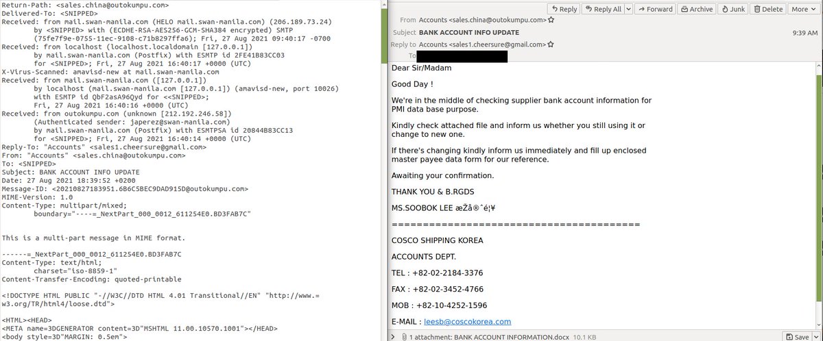 SpamAuditor's tweet photo. Detected some bank #phishing from @digitalocean today containing a .docx attachment that connects to #grabify[.]link, does anyone know of an actor/malware that uses grabify?
@executemalware @malware_traffic @malwareunicorn @malwrhunterteam @MalwareTechBlog https://t.co/ADpGqqMILE