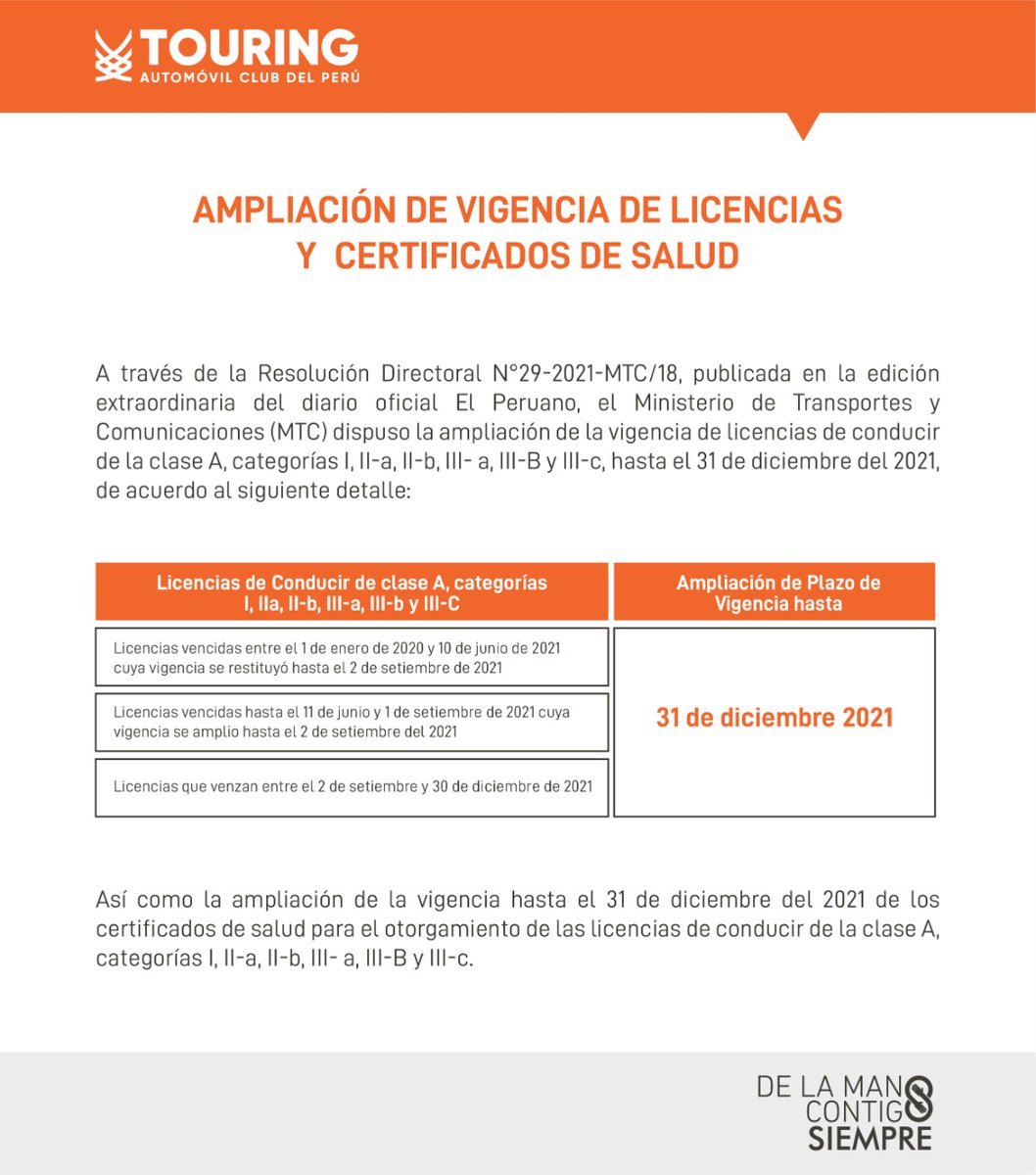 📌Atención postulantes
Conoce sobre la ampliación de vigencia de licencias y certificados de salud. 🚗
