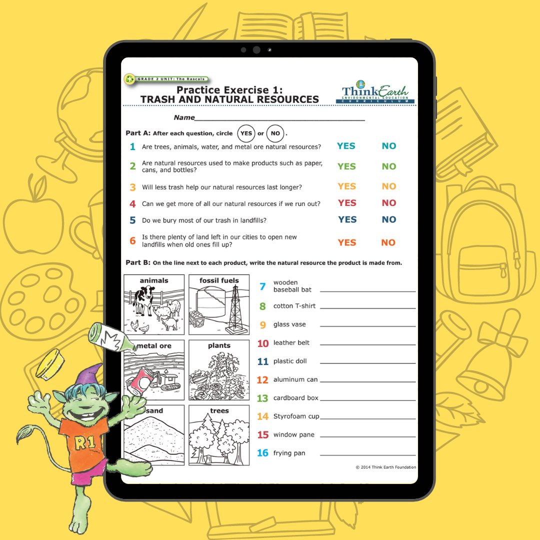 Students learn about natural resources and the problem with trash in our second grade unit! 📝Sign up for FREE to access our first-grade unit! 📚 thinkearth.org/curriculum
#thinkearth #thinkgreen #backtoschool #homeschool #secondgrade #iteachsecond #secondgradeteacher #teacher