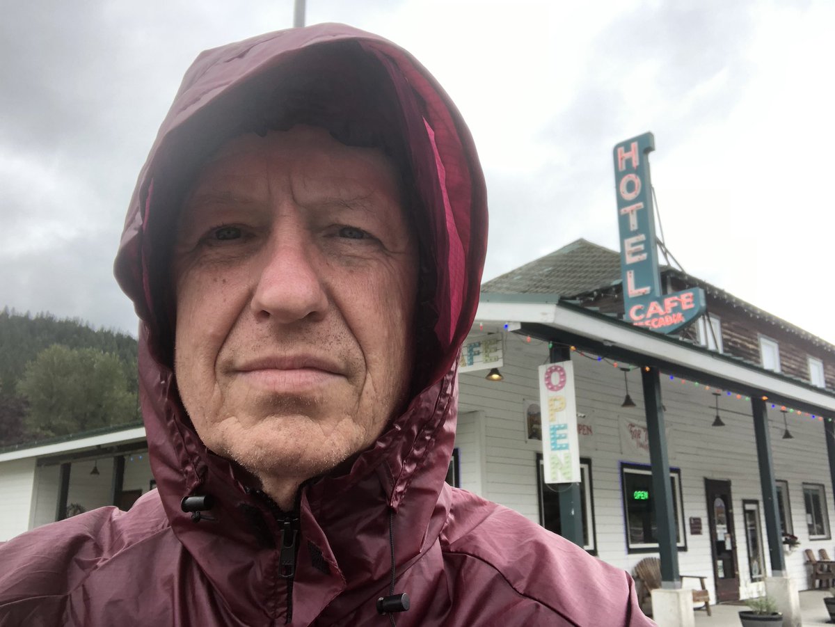 medwards61's tweet photo. After 60 days on the PCT, I have traveled 1,201 miles. The first three photos are between Snoqualmie Pass and Stevens Pass. The last is a photo of me hoping to soon be warm, dry, and well fed. https://t.co/SJbY70TYiO