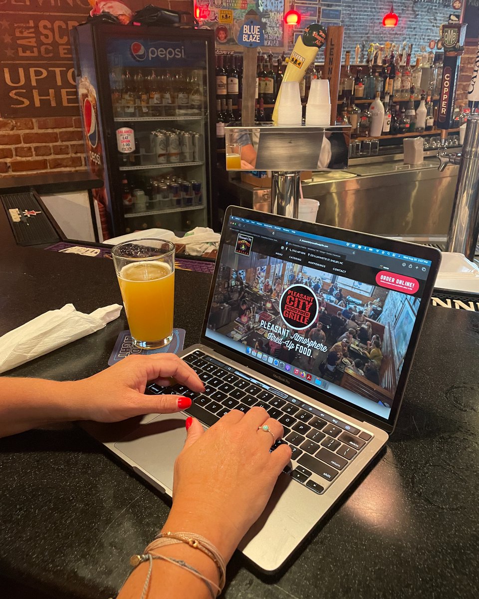 We love being able to see the finished result of what we create for our awesome clients! What better place to check out the website we designed for Pleasant City Woodfired Grill than at the actual Grill itself? #ClientSpotlight