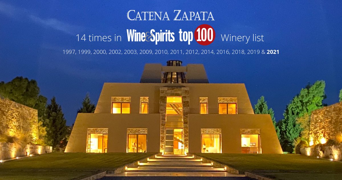 Immensely honored to be for the 14th time in the prestigious <a href="/WineandSpirits/">Wine & Spirits Mag</a> Top 100 Winery list! Catena Zapata the only Argentine winery on the list. We are very proud!🍷🇦🇷🔝 #CatenaWines