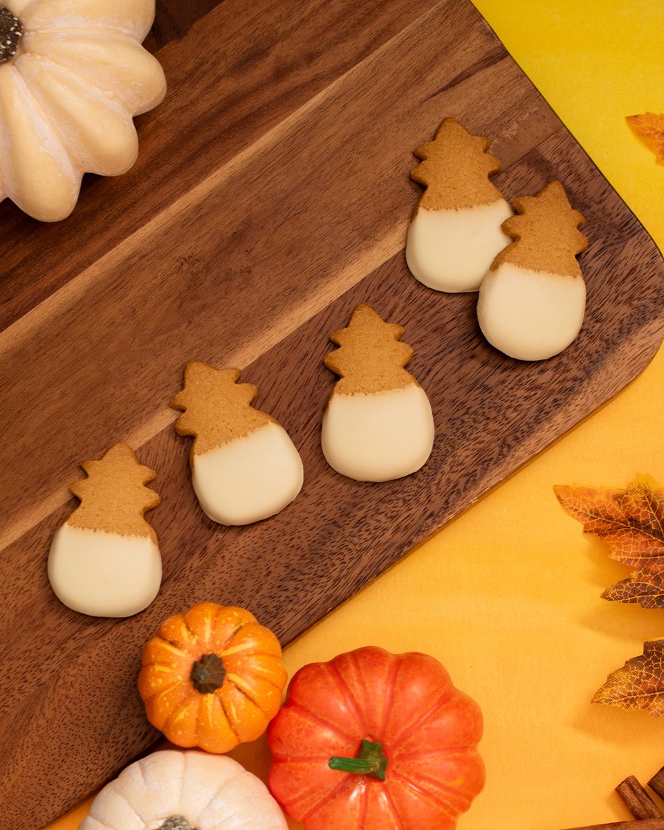 Less than 48 hours until we welcome back the flavors of fall with our White Chocolate Pumpkin shortbread cookies! Available beginning this Wed, 9/1 both in-stores and online!