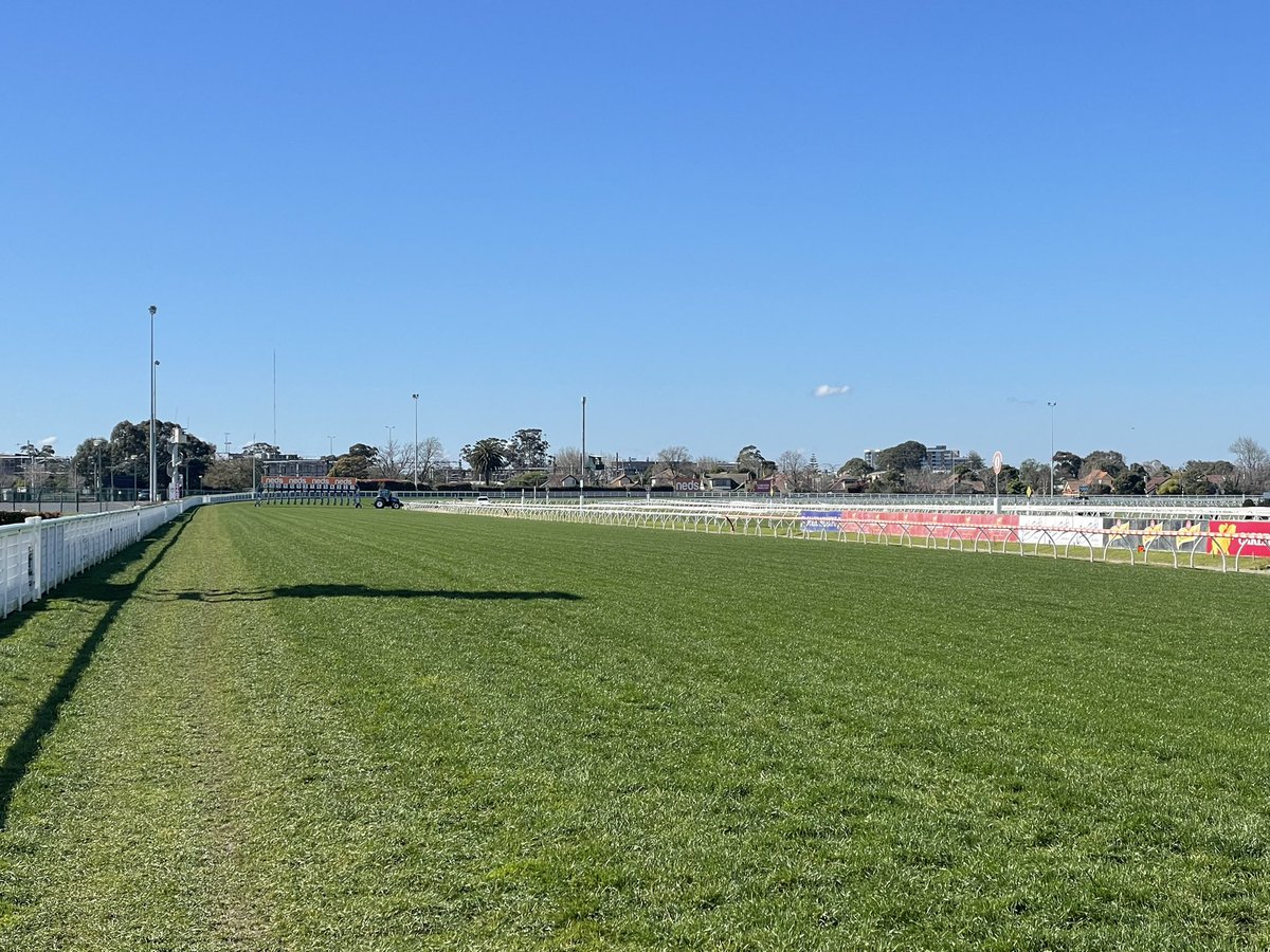 JoshBlanksby's tweet photo. Start of another Spring Carnival with Moet &amp; Chandon Memsie Stakes Day. The Heath bathed in sunshine but no one here to enjoy it…….. Hope you back a winner and enjoy the coverage. @MelbRacingClub https://t.co/n3QjFpva0w