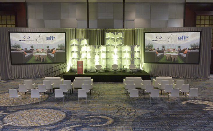 Dress up the stage at your next event with our drape and formset product line. 

#questevents #specialevents #pipeanddrape #tradeshows #eventrentals #creativedecor #creativedesigns #specialtydecor #customdecor #goetowers #styletyle #hedgewall #formset
