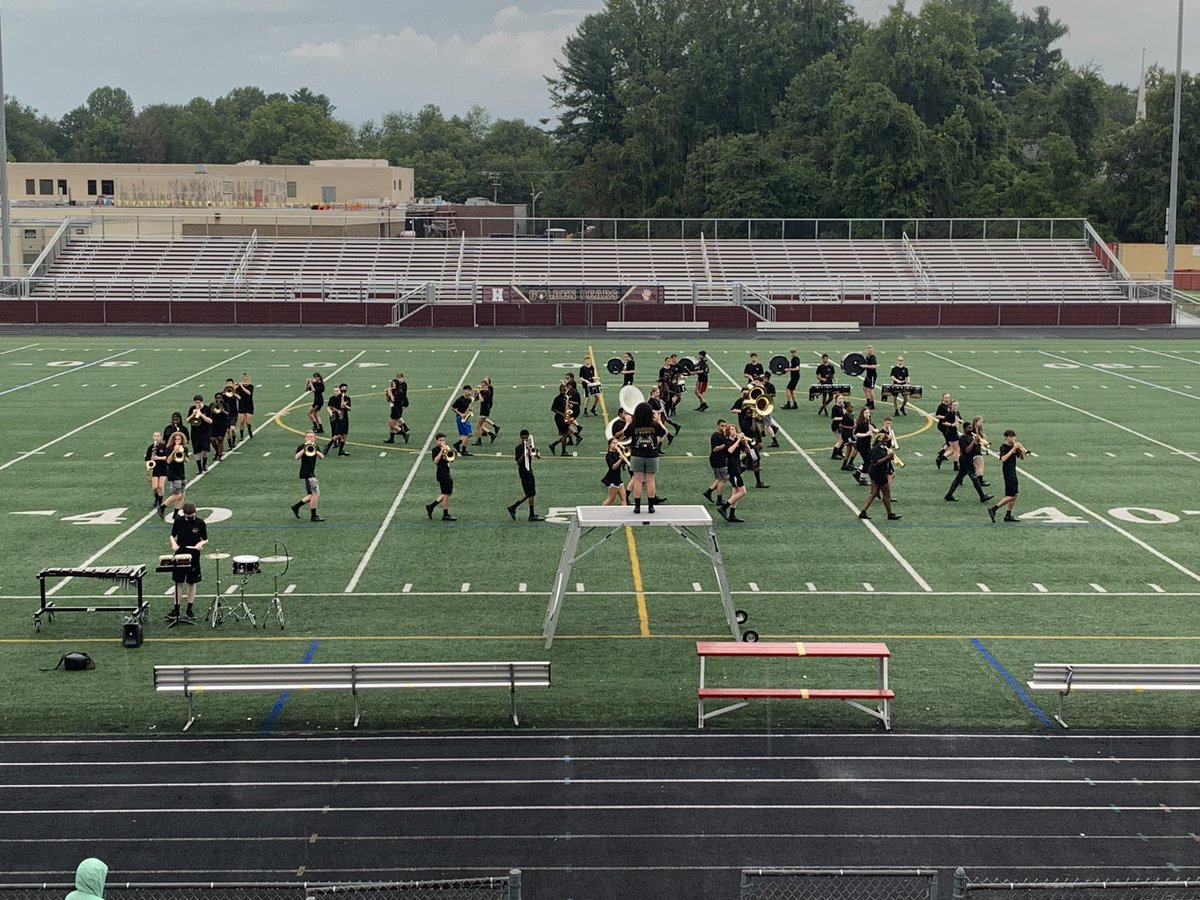 Hammond_Orch's tweet photo. It wouldn’t be a proper start to the school year without the @hammond_band performing their show. Congrats to the awesome students who worked tirelessly during band camp and then braved the rain to make this performance a huge success!! @hcpss_hahs @hcpsm https://t.co/1G0wzjyLZy