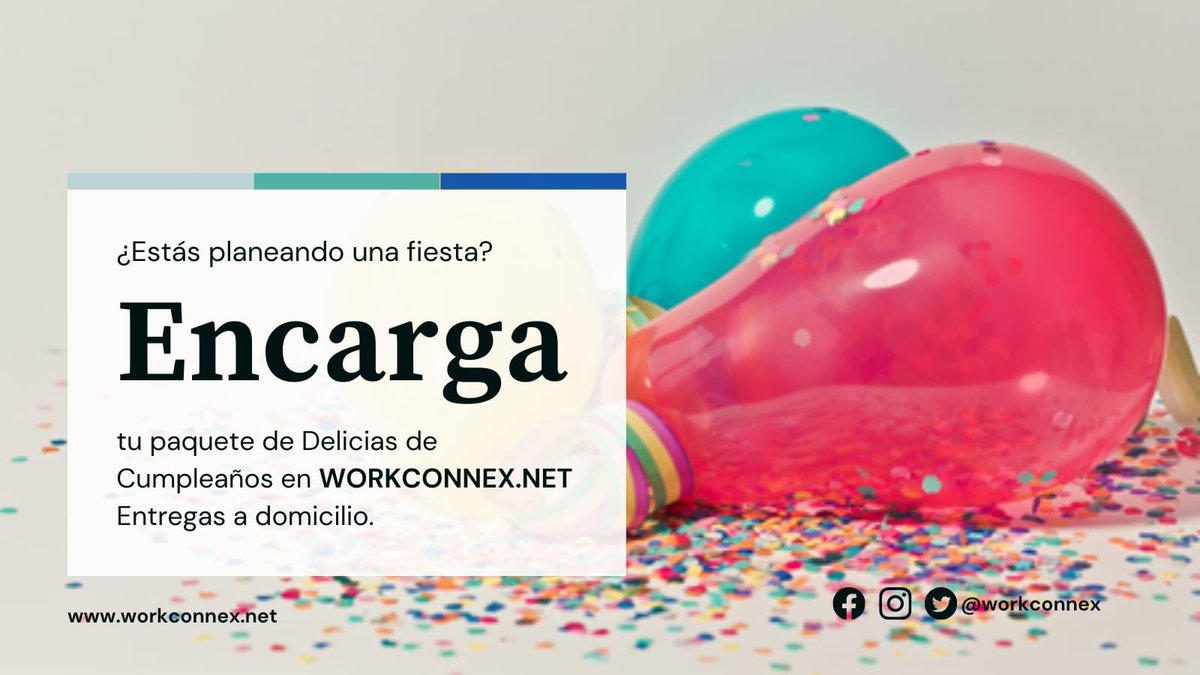 workconnex's tweet photo. ¿Ya tienes todo listo para tu fiesta o reunión?

No olvides encargar un delicioso postre y boquitas en https://t.co/U2j86ufX3T
Entra en la sección de Servicios a Domicilio / Organización de Eventos. https://t.co/y4UWRJBcyZ