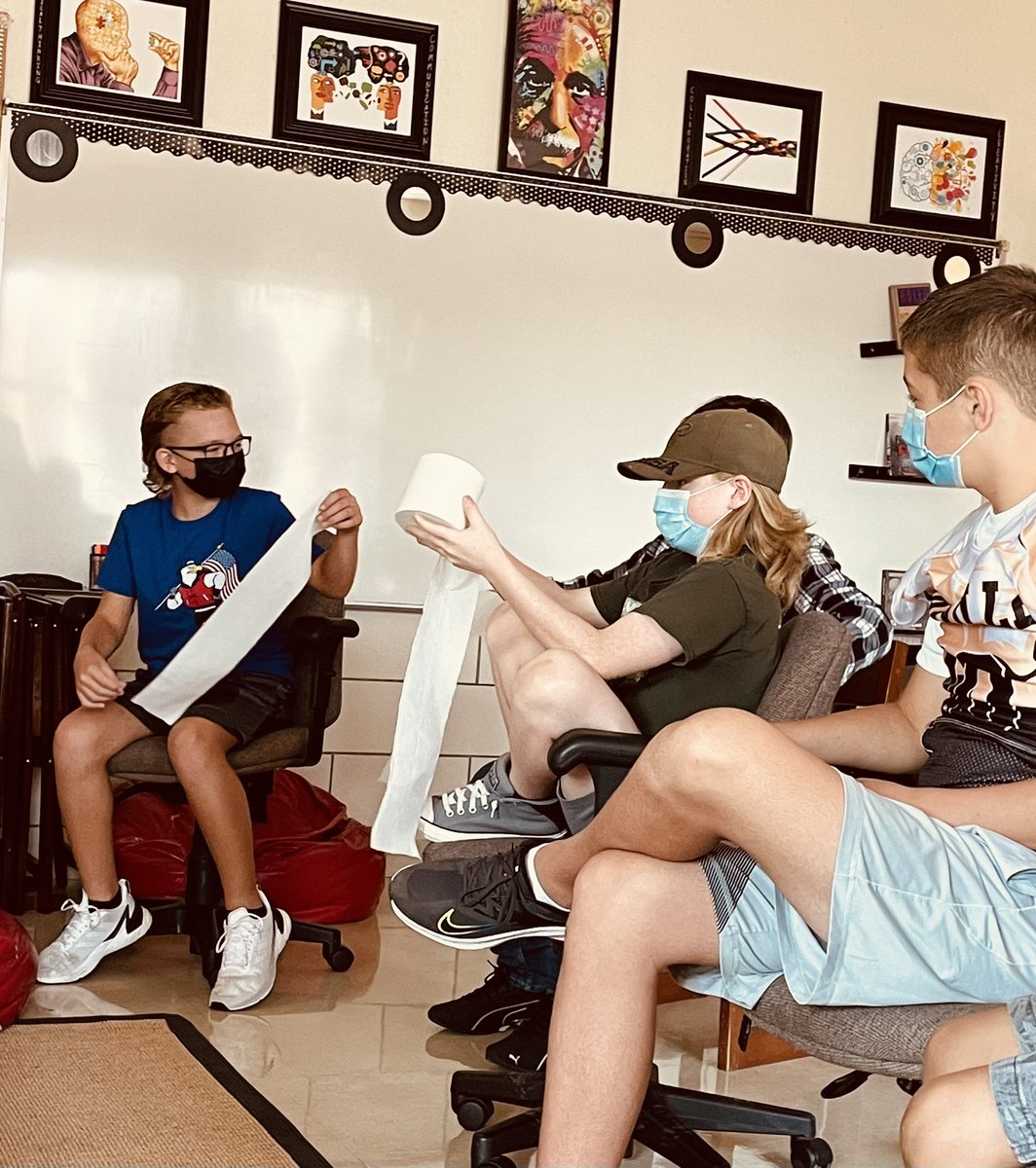 Polancoms's tweet photo. “Just take some toilet paper, any amount,” they were told.  Little did they know that for every square of TP they took, they’d share something about themselves! #trickedya #gettoknowyou #spartanstrong @OakvilleMiddle @MehlvilleSD https://t.co/ldtSnqcTLG