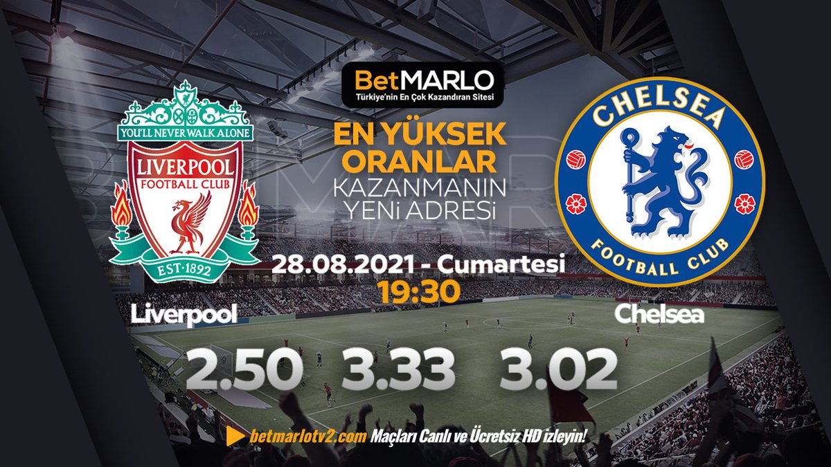 Chelsea bu akşam saat 19.30'da Liverpool'a konuk oluyor.
#Betmarlo #LiverpoolFC #ChelseaFC #liverpoolchelsea