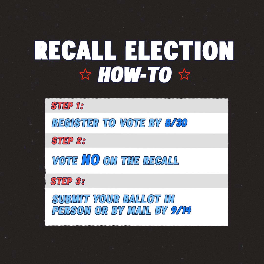 ❗️🚨 MSG FROM YOUR CALI GURL 🚨❗️
Don’t roll back the progress our great state has made on COVID, climate change, gun safety & healthcare
✅ Check 📬 for your ballot
✅ Vote #NoOnRecall
✅ Drop your ballot in the nearest mailbox, ballot drop box, or early voting location by 9/14 