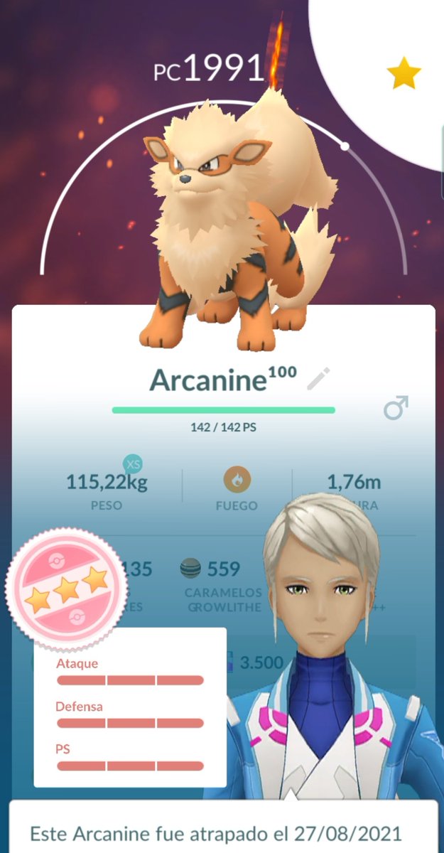 pedrenoz's tweet photo. Mi Arcanine 💯 IV os da las buenas noches #PokemonGO #snapshot #snapshotGo #hundo #arcanine https://t.co/uExo3OzTGk