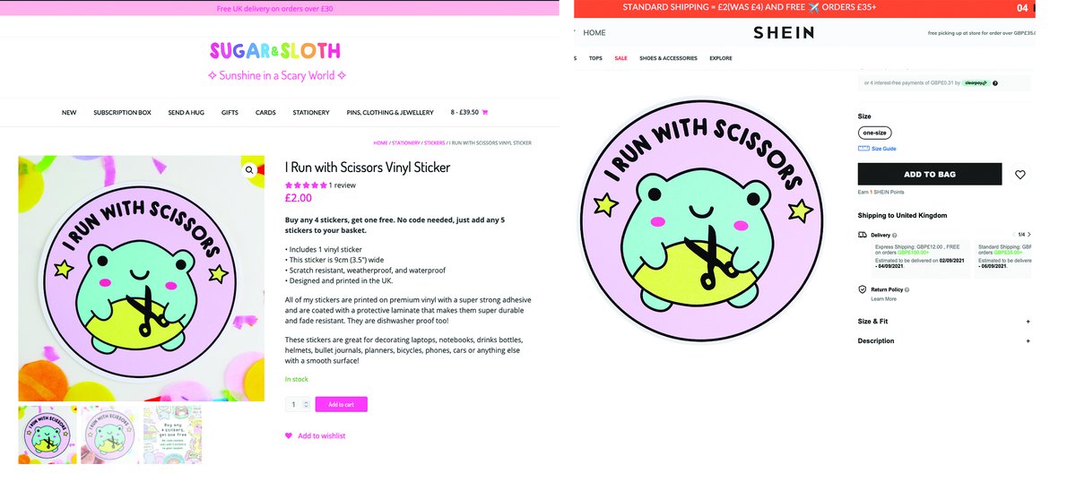 sugarandsloth's tweet photo. @SHEIN_official To @SHEIN_official When will you be paying me the money you made from flogging my Nigel the Frog design? He was a "Top Seller" on your website, I will be donating it to an organisation fighting for fair wages for factory workers. #arttheft #stoparttheft #payartists #freeNigel https://t.co/rsjHmHTlDa