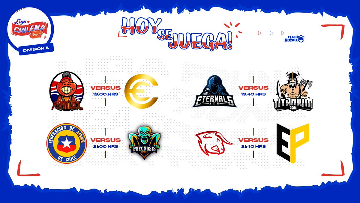 #División1 | Jornada 4  ⚔️

Vuelve lo mejor del competitivo nacional, los esperemos en ambos canales 🔥🔥

¿Quiénes se llevarán los tres puntos a casa? 🤔

📽️ <a href="/Recameca/">Recameca 😈</a> 19:00 🇨🇱 
📽️ <a href="/Recameca/">Recameca 😈</a> 19:40 🇨🇱
📽️ <a href="/kevincito_CR/">Kevincito</a> 21:00 🇨🇱
📽️ <a href="/kevincito_CR/">Kevincito</a> 21:40 🇨🇱