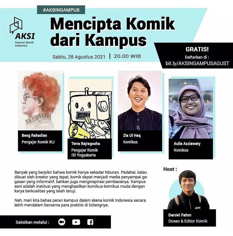 Webinar Mencipta Komik dari Kampus, Sabtu 28 Agustus 2021