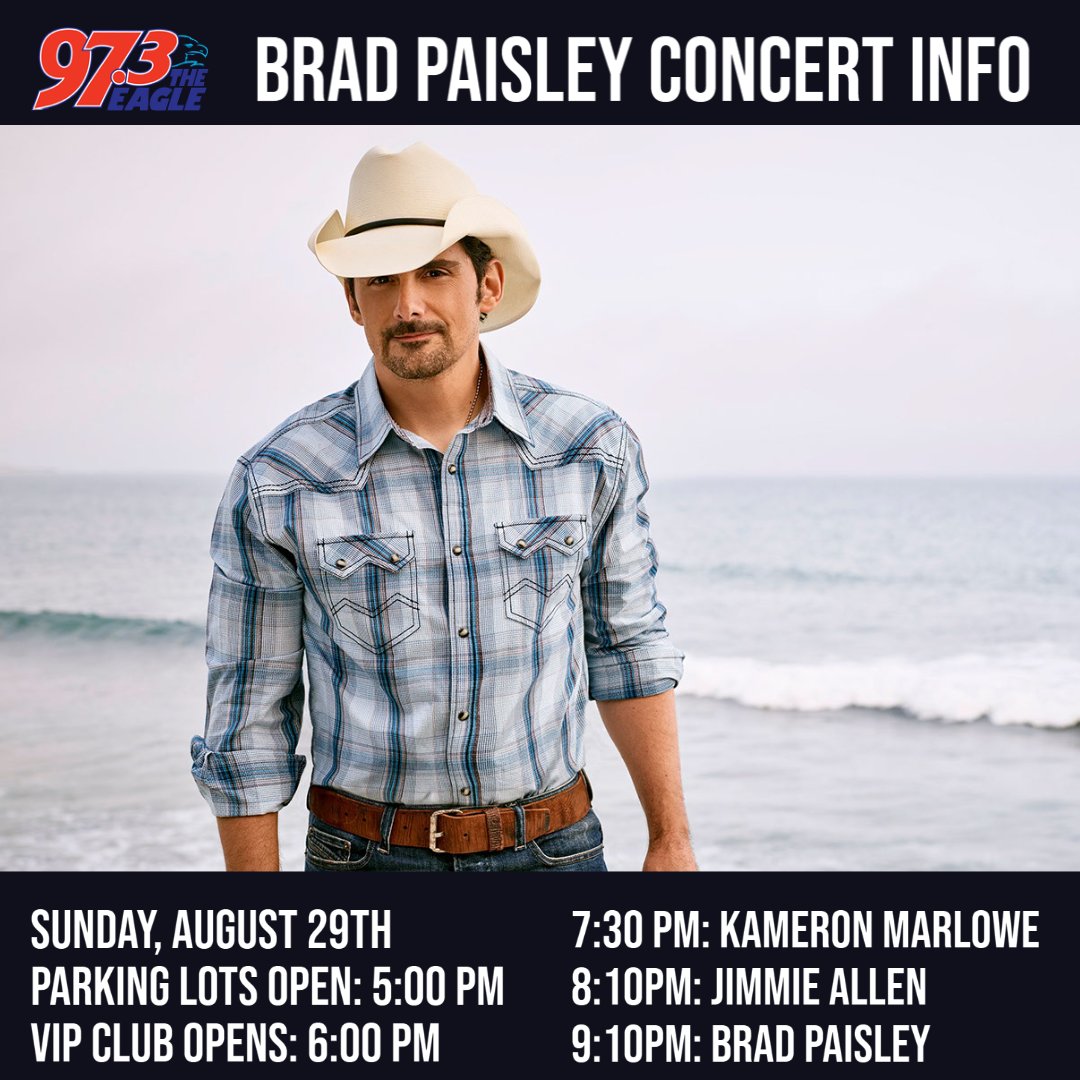 Here's everything you need to know if you're heading out to see @BradPaisley @JimmieAllen and @Kameron_Marlowe this Sunday.

@LiveNationVB

https://t.co/7ayXKTy2qW https://t.co/UfgkhUeflp